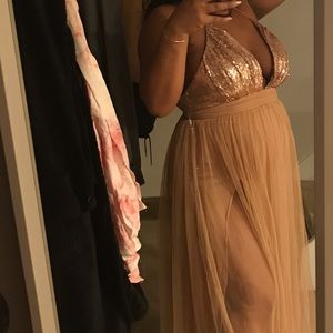 Sequined top Rose Gold maxi dress